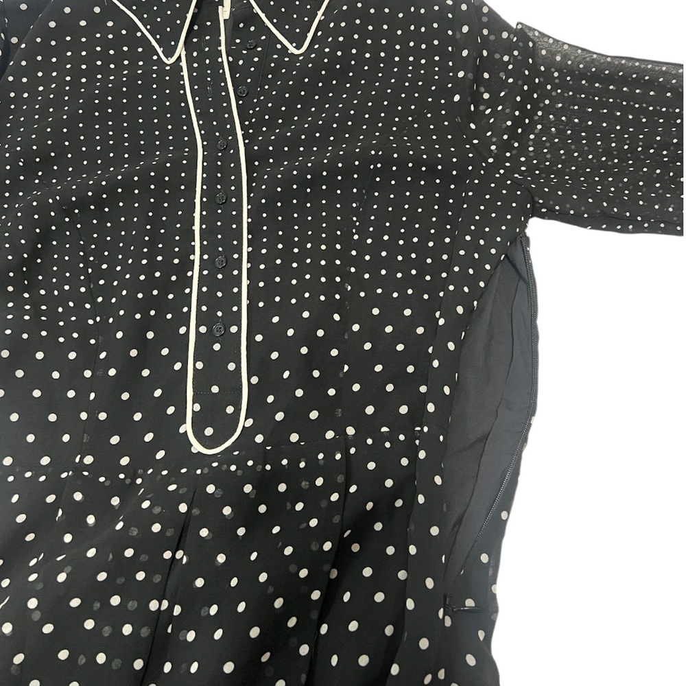 1901 Black & White Polka Dot Long Sleeve Dress - Picture 4 of 5